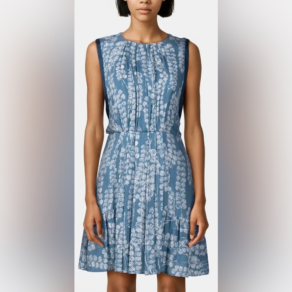 Reiss Charlotte Floral Flippy Dress Mini Blue and White Size 4